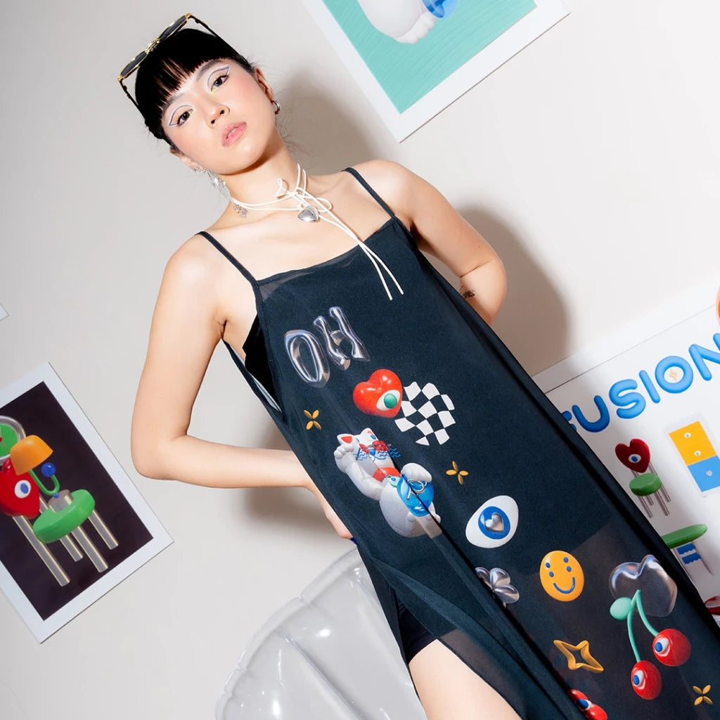 Fun Scheme See Through Dress