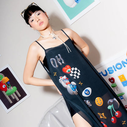 Fun Scheme See Through Dress