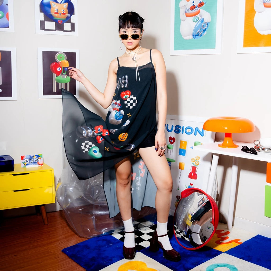 Fun Scheme See Through Dress