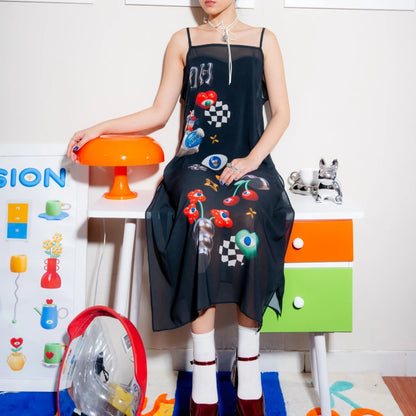 Fun Scheme See Through Dress