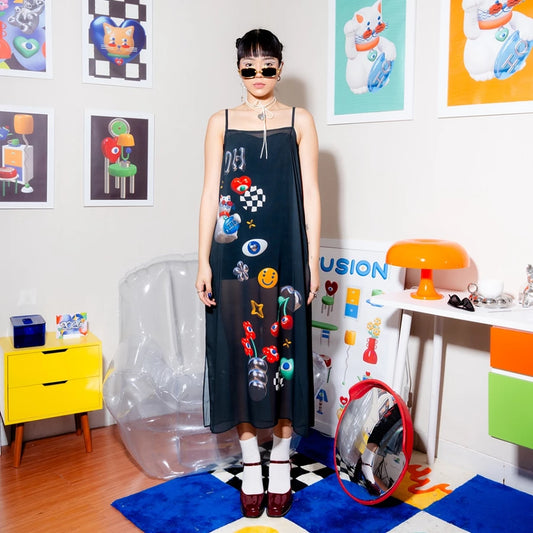 Fun Scheme See Through Dress