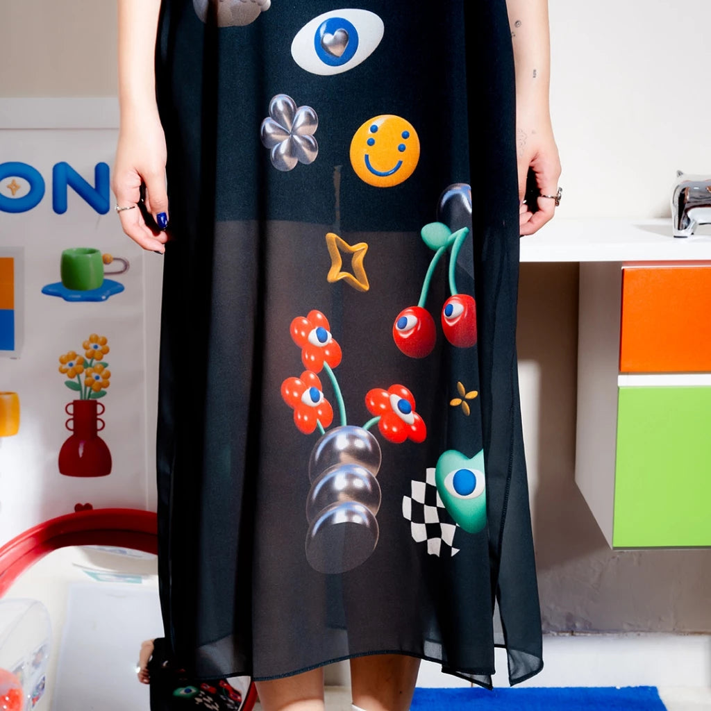 Fun Scheme See Through Dress