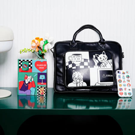 Bumped Up Leather Laptop Bag